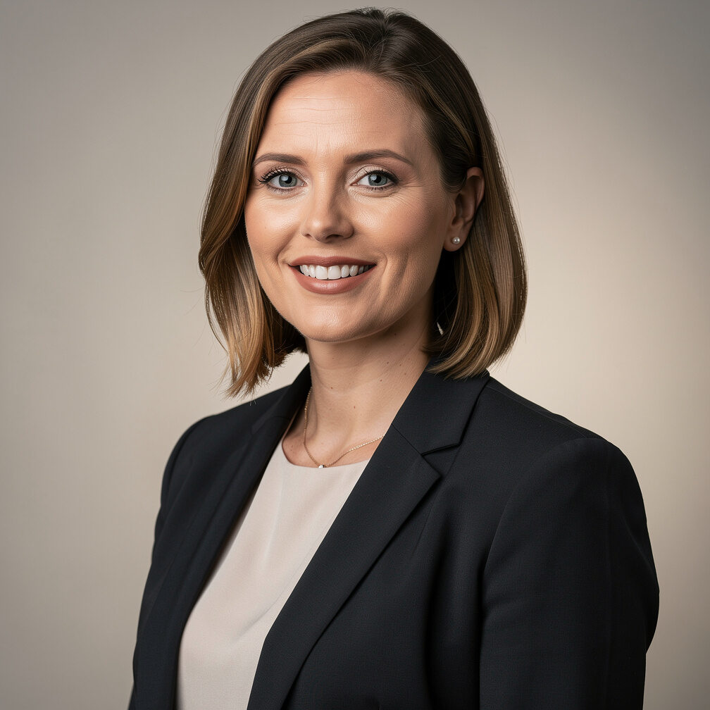 Live production manager, a white British woman in her 20s wearing a blazer